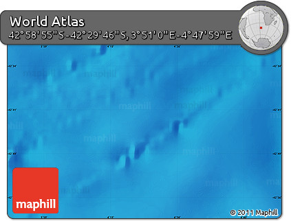 Physical Map of the Area around 42° 44' 20" S, 4° 19' 30" E