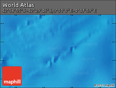 Physical Map of the Area around 42° 44' 20" S, 4° 19' 30" E