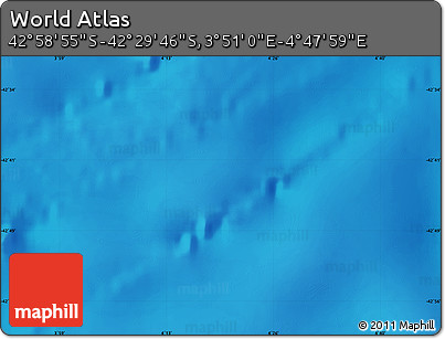 Physical Map of the Area around 42° 44' 20" S, 4° 19' 30" E