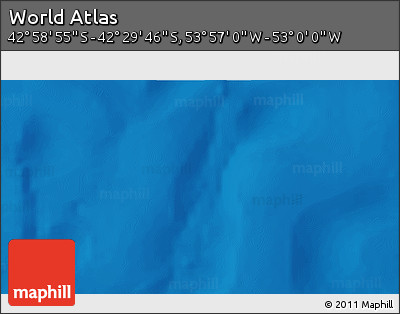 Physical 3D Map of the Area around 42° 44' 20" S, 53° 28' 30" W