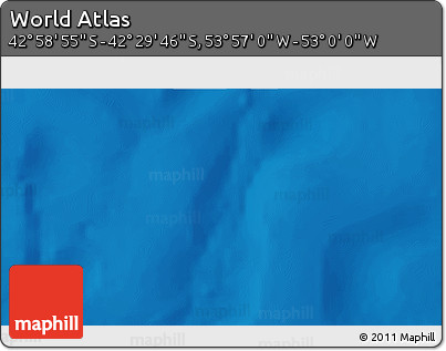 Physical 3D Map of the Area around 42° 44' 20" S, 53° 28' 30" W