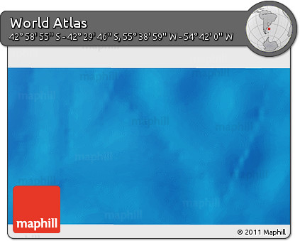 Shaded Relief 3D Map of the Area around 42° 44' 20" S, 55° 10' 29" W