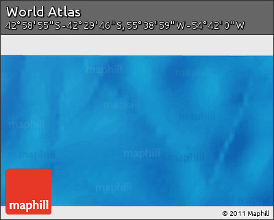 Shaded Relief 3D Map of the Area around 42° 44' 20" S, 55° 10' 29" W