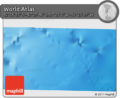 Physical 3D Map of the Area around 42° 44' 20" S, 56° 52' 30" W