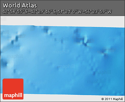 Physical 3D Map of the Area around 42° 44' 20" S, 56° 52' 30" W