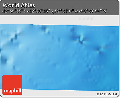 Physical 3D Map of the Area around 42° 44' 20" S, 56° 52' 30" W