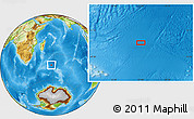 Physical Location Map of the area around 42° 44' 20" S, 57° 1' 29" E