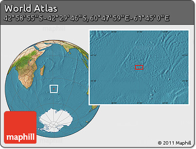 Satellite Location Map of the Area around 42° 44' 20" S, 61° 16' 29" E