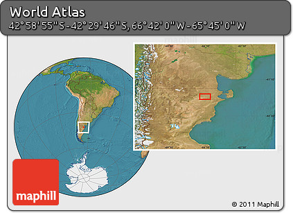 Satellite Location Map of the Area around 42° 44' 20" S, 66° 13' 29" W