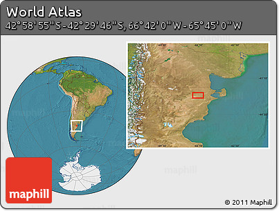 Satellite Location Map of the Area around 42° 44' 20" S, 66° 13' 29" W