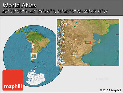 Satellite Location Map of the Area around 42° 44' 20" S, 66° 13' 29" W