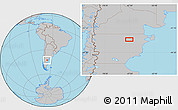 Gray Location Map of the area around 42° 44' 20" S, 67° 4' 29" W