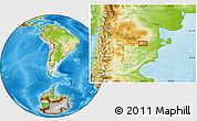 Physical Location Map of the area around 42° 44' 20" S, 67° 4' 29" W