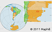 Political Location Map of the area around 42° 44' 20" S, 67° 4' 29" W