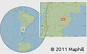 Savanna Style Location Map of the area around 42° 44' 20" S, 67° 4' 29" W, hill shading