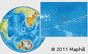 Physical Location Map of the area around 42° 44' 20" S, 6° 1' 30" E