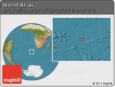 Satellite Location Map of the Area around 42° 44' 20" S, 6° 1' 30" E