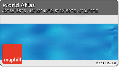 Physical Panoramic Map of the Area around 42° 44' 20" S, 6° 1' 30" E