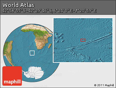 Satellite Location Map of the Area around 42° 44' 20" S, 6° 52' 30" E
