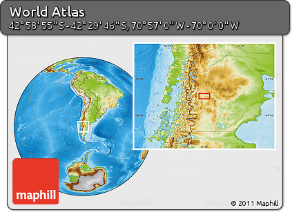 Physical Location Map of the Area around 42° 44' 20" S, 70° 28' 29" W