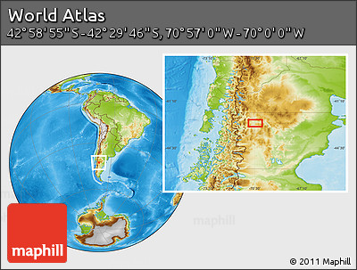 Physical Location Map of the Area around 42° 44' 20" S, 70° 28' 29" W