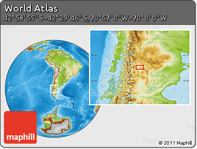 Physical Location Map of the Area around 42° 44' 20" S, 70° 28' 29" W