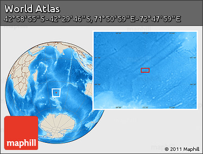 Shaded Relief Location Map of the Area around 42° 44' 20" S, 72° 19' 29" E