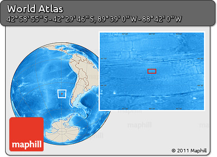 Shaded Relief Location Map of the Area around 42° 44' 20" S, 89° 10' 30" W