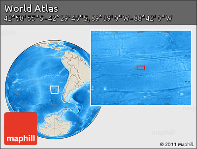 Shaded Relief Location Map of the Area around 42° 44' 20" S, 89° 10' 30" W