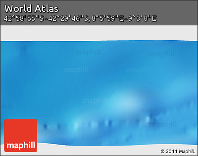 Physical 3D Map of the Area around 42° 44' 20" S, 8° 34' 29" E