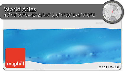 Physical Panoramic Map of the Area around 42° 44' 20" S, 8° 34' 29" E