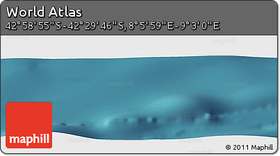 Satellite Panoramic Map of the Area around 42° 44' 20" S, 8° 34' 29" E