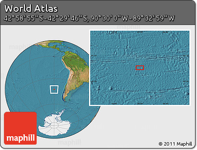 Satellite Location Map of the Area around 42° 44' 20" S, 90° 1' 30" W
