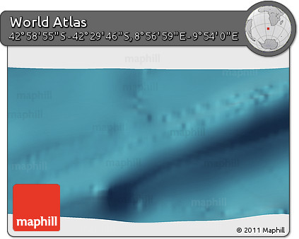 Satellite 3D Map of the Area around 42° 44' 20" S, 9° 25' 30" E