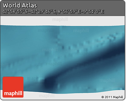 Satellite 3D Map of the Area around 42° 44' 20" S, 9° 25' 30" E