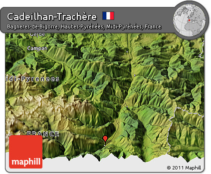 Satellite 3D Map of Cadeilhan-Trachère