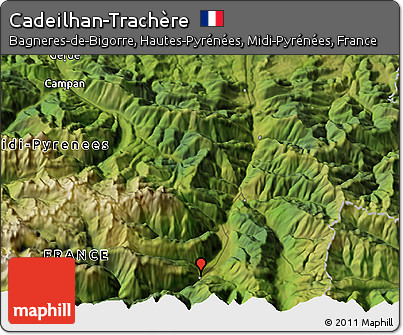 Satellite 3D Map of Cadeilhan-Trachère