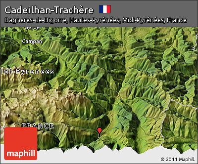 Satellite 3D Map of Cadeilhan-Trachère