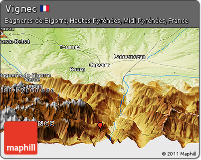 Physical Panoramic Map of Vignec