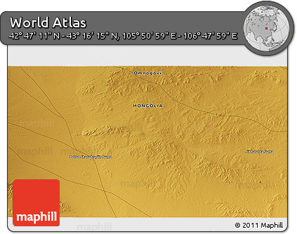 Physical 3D Map of the Area around 43° 1' 43" N, 106° 19' 29" E