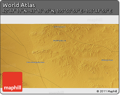 Physical 3D Map of the Area around 43° 1' 43" N, 106° 19' 29" E