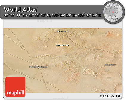 Satellite 3D Map of the Area around 43° 1' 43" N, 106° 19' 29" E