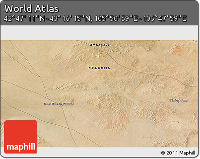 Satellite 3D Map of the Area around 43° 1' 43" N, 106° 19' 29" E
