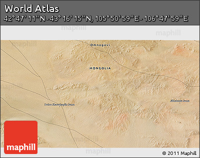 Satellite 3D Map of the Area around 43° 1' 43" N, 106° 19' 29" E