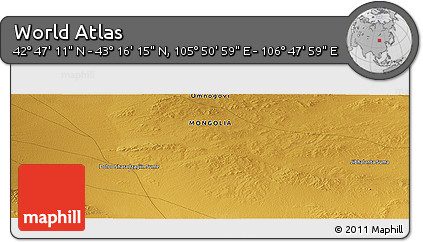 Physical Panoramic Map of the Area around 43° 1' 43" N, 106° 19' 29" E