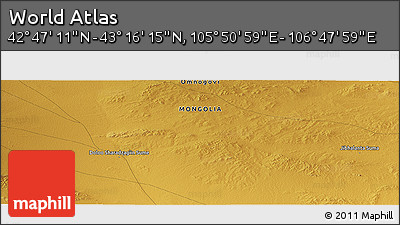 Physical Panoramic Map of the Area around 43° 1' 43" N, 106° 19' 29" E