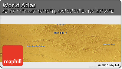 Physical Panoramic Map of the Area around 43° 1' 43" N, 106° 19' 29" E