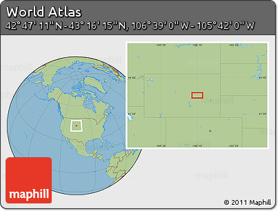 Savanna Style Location Map of the Area around 43° 1' 43" N, 106° 10' 30" W