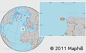Gray Location Map of the area around 43° 1' 43" N, 10° 7' 30" W