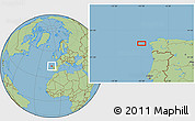 Savanna Style Location Map of the area around 43° 1' 43" N, 10° 7' 30" W